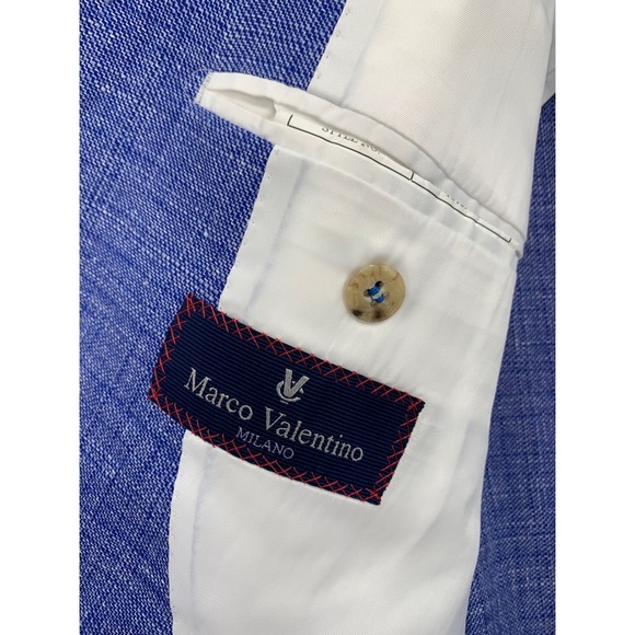 Marco Valentino Blazer Mens 42 Blue Reda Wool Linen Unstructured Italy - Picture 6 of 12